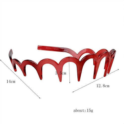 Shark Tooth Hairband Zig Wave Headbands Non Slip Red for Sports Gym Women - Picture 4 of 7