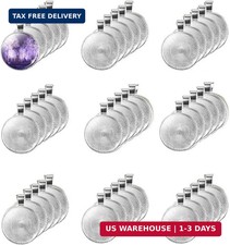 LANBEIDE 40 Pcs Silver Pendant Trays with 40 Pcs Clear Glass Cabochons - 1 Inch/