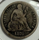 1876-P Seated Liberty Dime - (8-19)