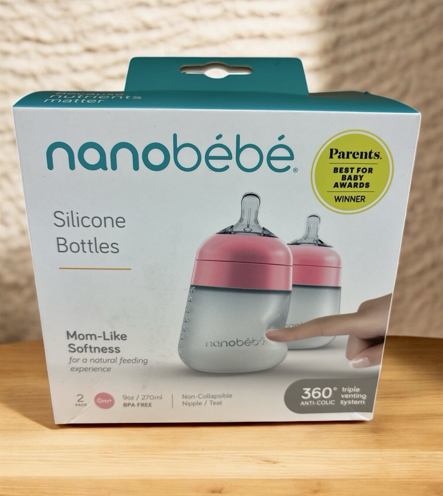 Nanobebe Baby Bottle Anti-Colic Nipple Soft Silicone Stable 
