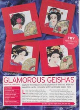 GLAMOROUS GEISHAS CARDS~LESLEY TEARE CROSS STITCH CHART~MAGAZINE EXTRACT