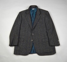Vintage 1990s Brioni Size 44 Gray Windowpane Check Cashmere Sport Coat