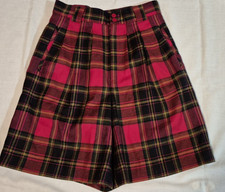 Vintage Giorgio Sant  Angelo Tartan Plaid Wool Pleated Shorts Size 10