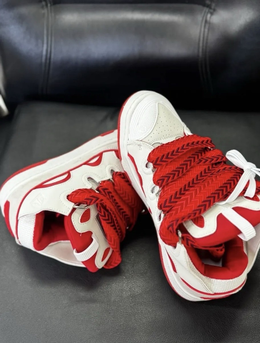 lavins D3 2001 White Red Men's Low Top Skateboarding Sneaker Lace