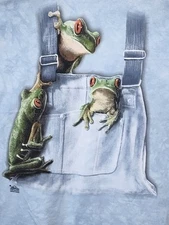 The Mountain T Shirt Men's Blue Frogs in a Pocket  2XL Leather Tag #727