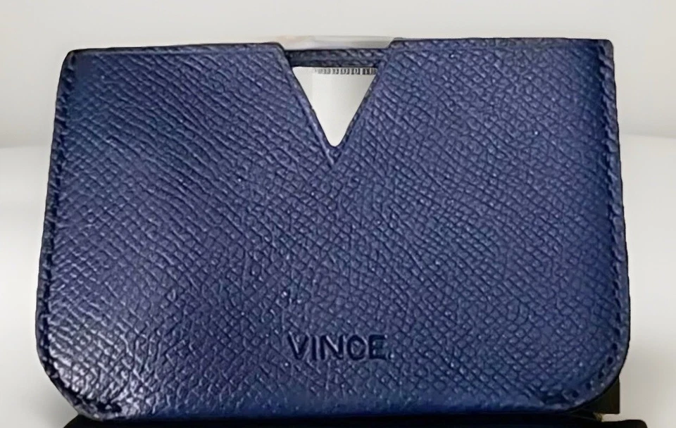 Tarjetero Vince Cuero Azul Hecho en Italia Excelente Estado Foto 2 de 4