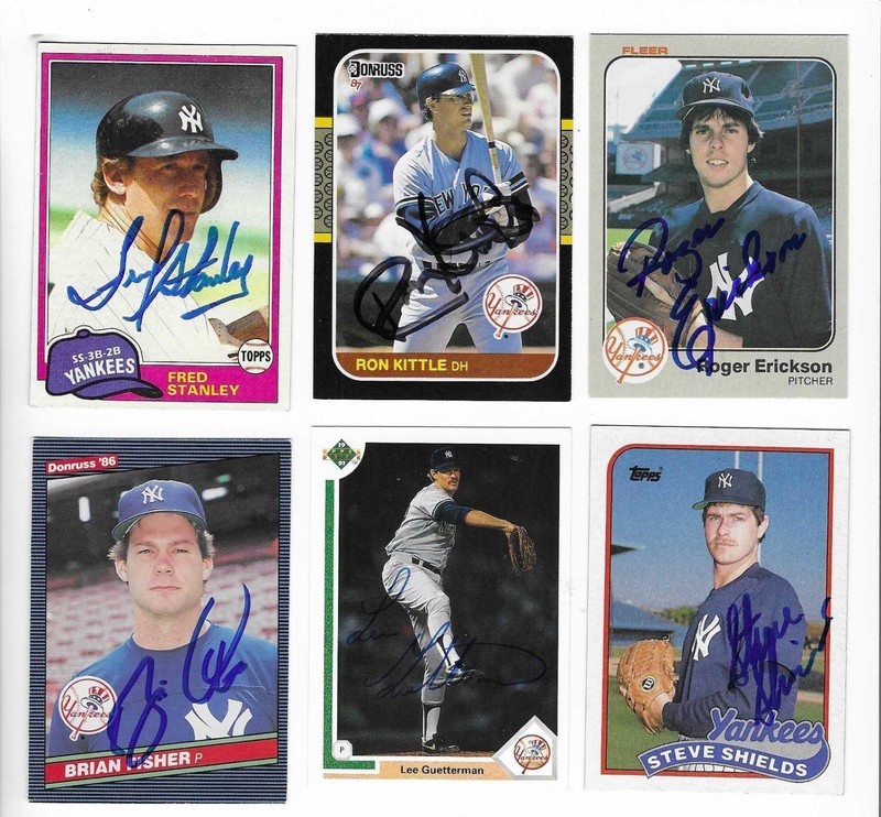 NEW YORK YANKEES 6 DIFFERENT SIGNED AUTOGRAPH BASEBALL CARD LOT