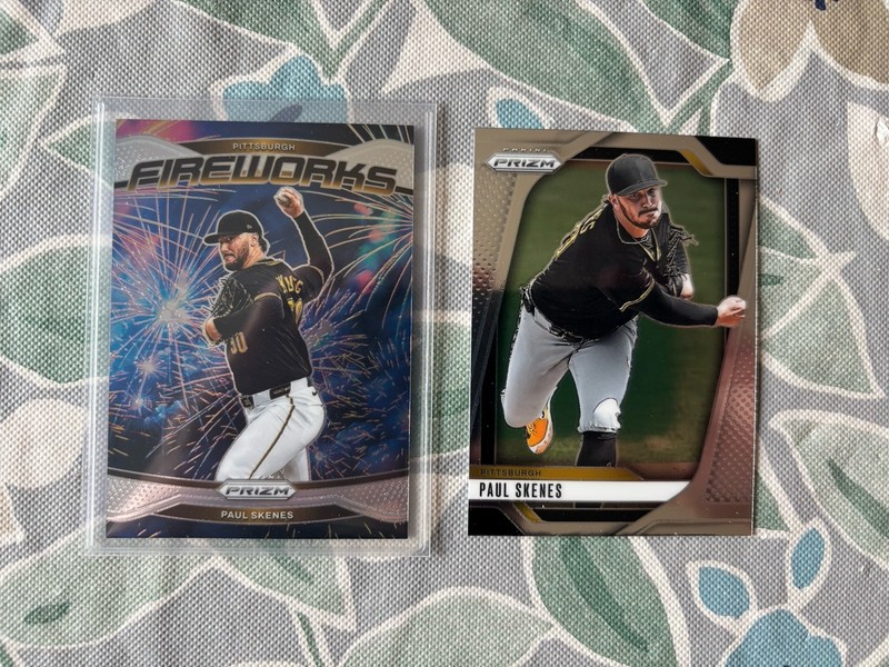 2025 Panini Prizm - Fireworks Paul Skenes, And Paul Skenes Base Prizm