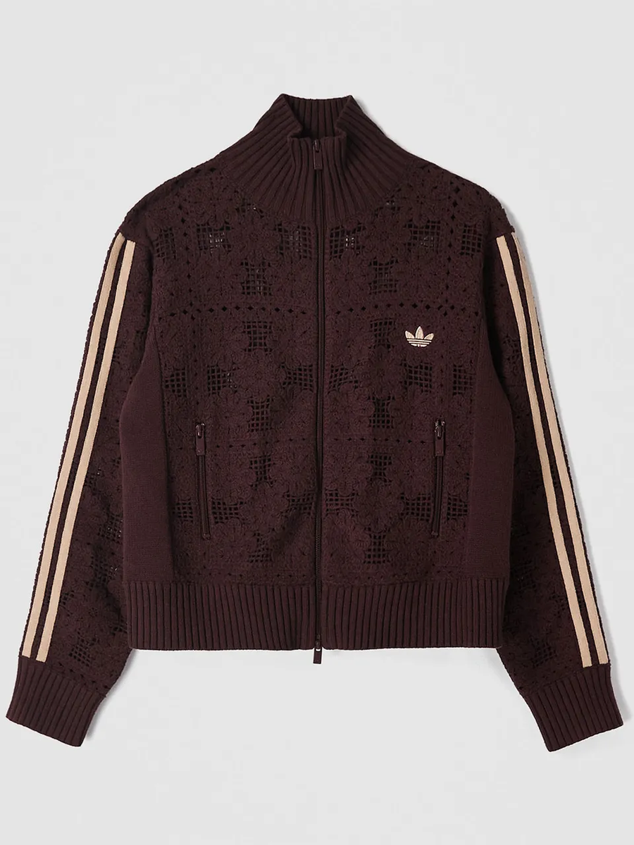 adidas Originals x ASOS Crochet Tile Knitted Track Jacket Brown adidas Originals x ASOS Crochet Tile Knitted Track Jacket Brown