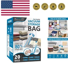 20 Pack Vacuum Storage Bags, Space Saver Bags 4 Jumbo/4 Large/4 Medium/4 Smal...