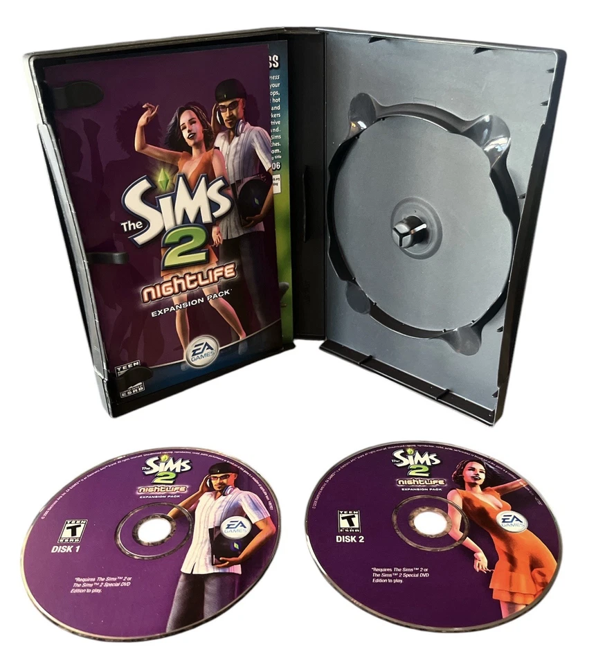 The Sims 2: Nightlife (PC, 2005) expansion pack 2-disc set CD-ROM  - Image 3 of 4