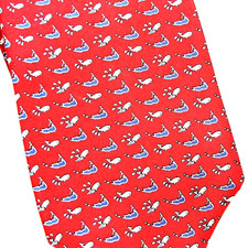 VINEYARD VINES Red Color Men's Tie W/Gray Whales Excellent Condition