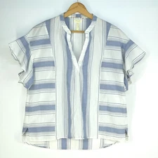 Matilda Jane Joanna Gaines Top Women Small Flutter Sleeve Peasant Stripe Cottage