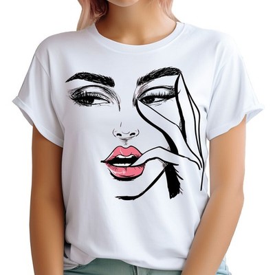 Human Fashion Girl Face Cool Hipster Stylish Summer Top Damen T-Shirts 2#TA-26