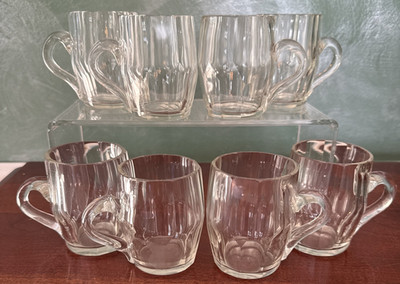 Vintage Libbey 6oz Clear Glass Paneled Small Coffee Cup Espresso Bistro LOT-OF-8