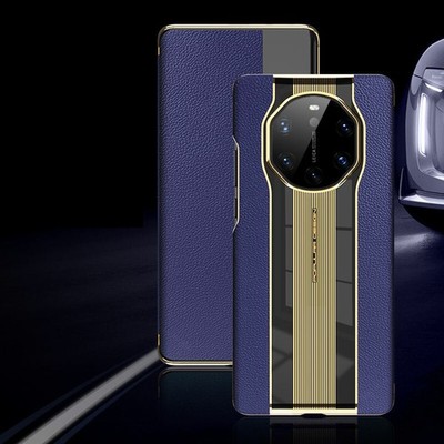 For Huawei Mate 40 RS Porsche 40 Pro Pro+ GENUINE LEATHER FLIP SMART CASE COVER