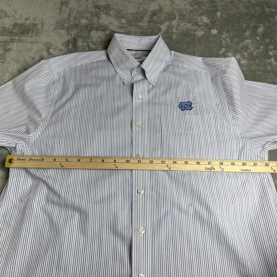 Cutter & Buck UNC Logo Chapel Hill Tarheel Blue Plaid Button Down Shirt M EUC - Image 4 of 4