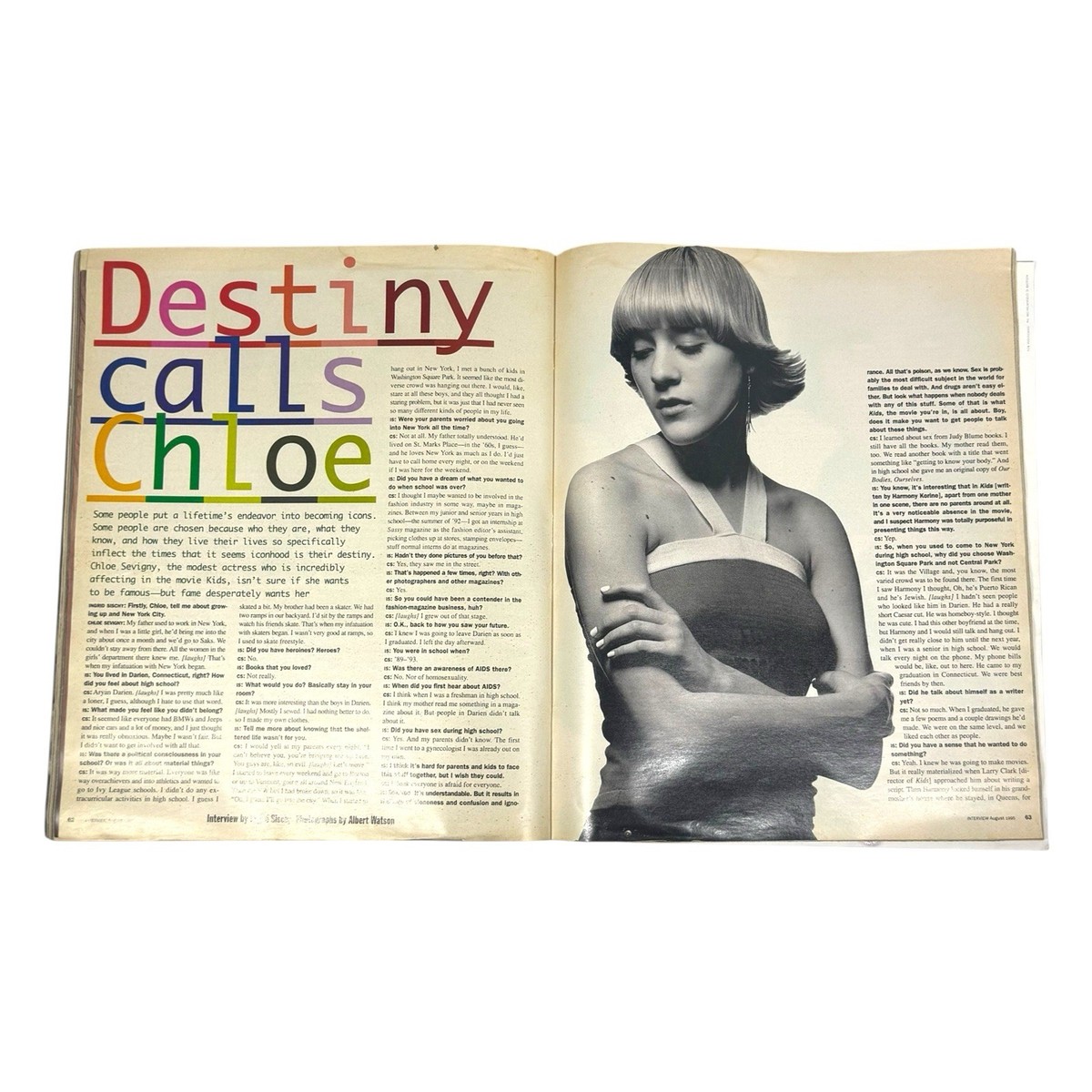 Interview Magazine August 1995 Chloe Sevigny KIDS Amanda De