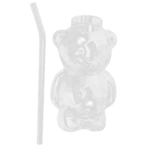  Adorable Bear Shaped Glass Cup Creative Bear Beverage Cocktail Mug with Straw - Zdjęcie 8 z 17