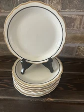 7 Vintage Homer Laughlin Best China 7” Plates, Brown and Black Trim