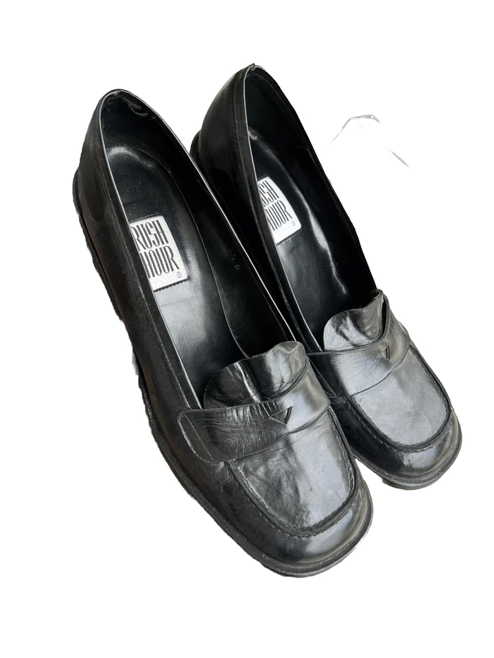 Rush Hour Vintage Y2K Black Chunky Heel Loafers Size 90s Size 8 1/2 - Image 3 of 4