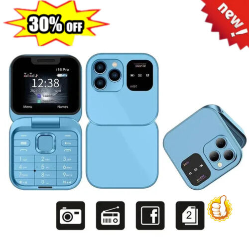 2024 New Mini Flip Mobile Phone 2 SIM Card Small Display Foldable Cell Phone US - Picture 1 of 28
