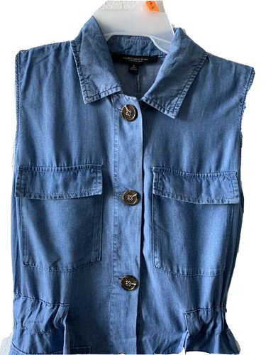 DENIM WOMEN DRESS Marc New York TENCEL Chambray Denim Sleeveless Tie Waist SZ S - Picture 6 of 9