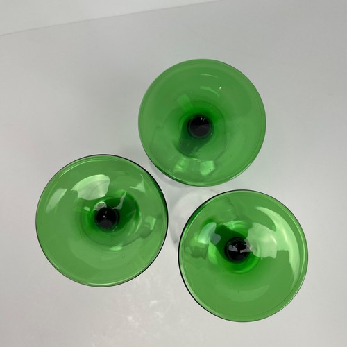 Emerald Green Cordial Glasses Set of 3 Barware French Stem Vintage Port Sherry - Picture 4 of 6