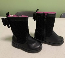 Koala Kids Size 6 Toddler Girls Black Quilted Zip Mid Calf Winter Boots Shoes