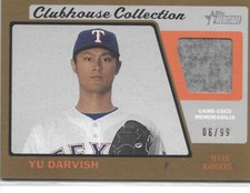 2015 Heritage Baseball Clubhouse Collection Gold Yu Darvish 6/99 Rangers