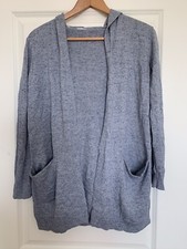 Gap Hooded Open Cardigan Size Small Long Soft Blue Front Pockets Great Condition