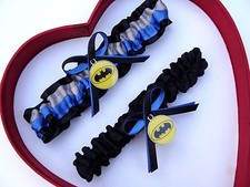 New Batman Wedding Garter Silver Blue Yellow Black Prom Superhero Garter