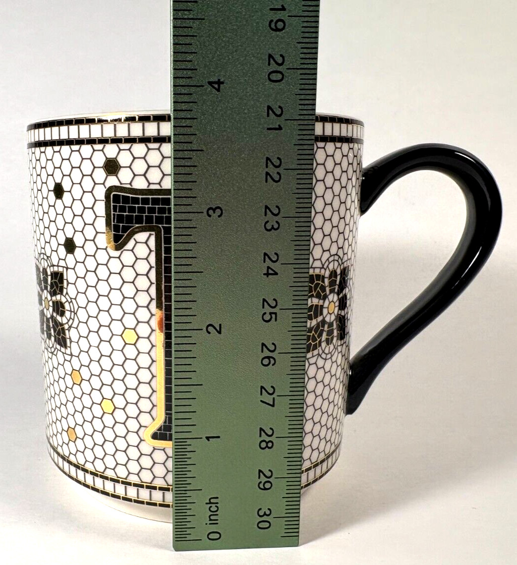 Anthropologie Letter "T" Bistro Ceramic Tile Margot Monogram Coffee Mug EUC