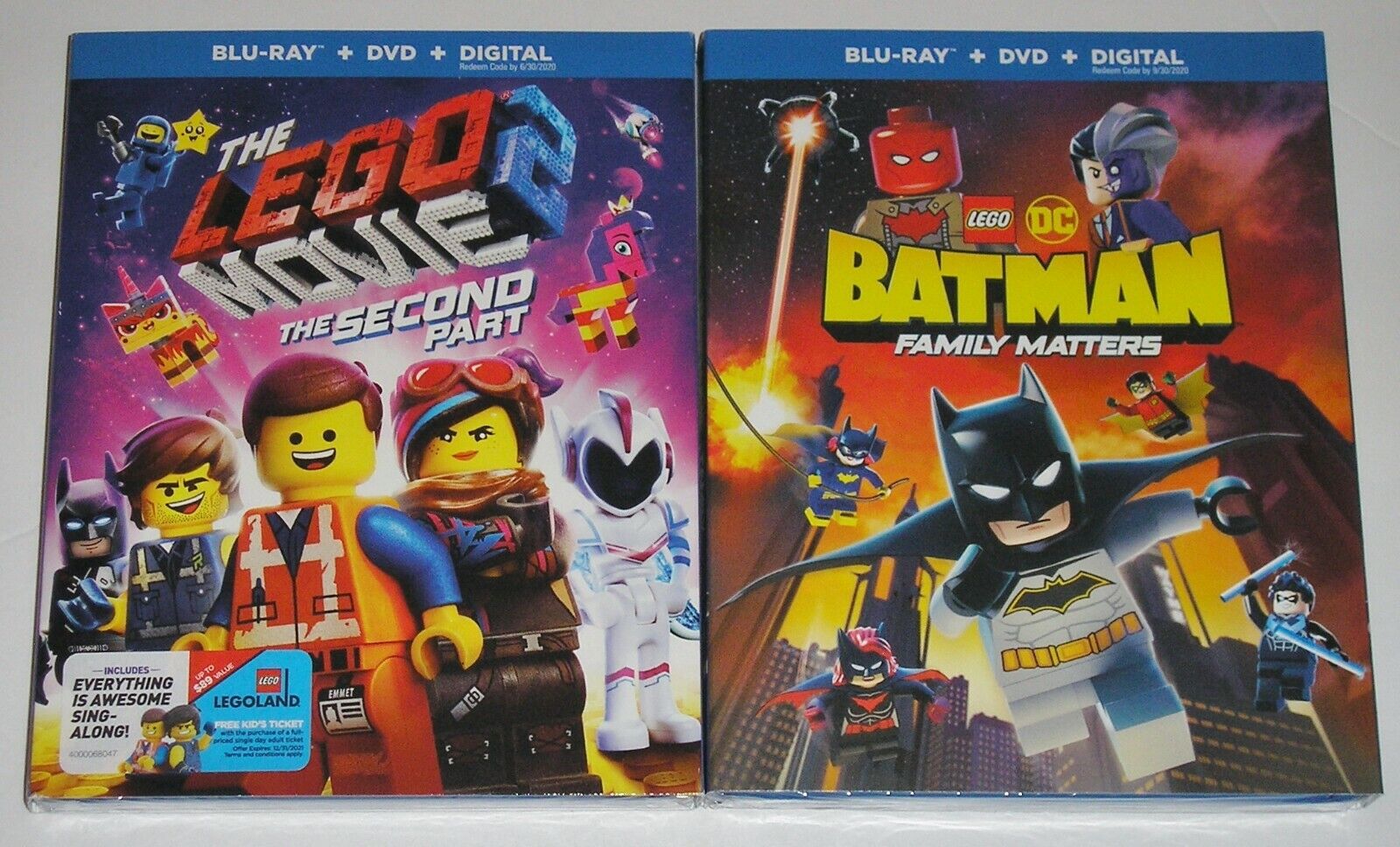 Kid Blu-ray DVD Lot - The LEGO Movie 2 (New) LEGO DC Batman: Family Matters  (New