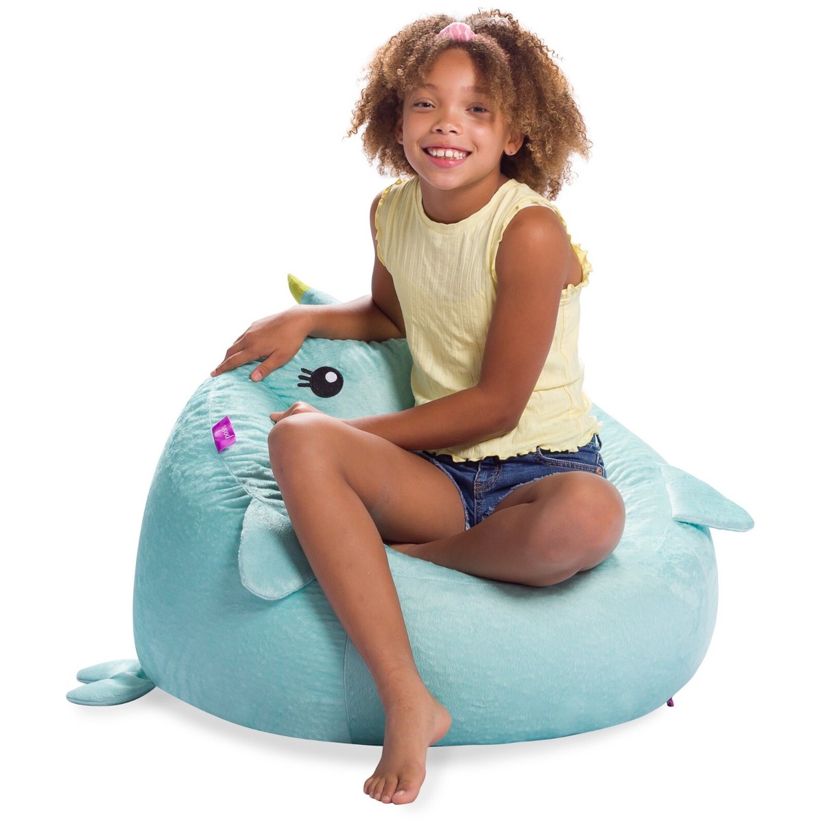 Kids Plush Bean Bag Chair Blue Narwhal Cute Whale Chair Boys Girl