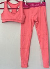 Bombshell Sportswear Athlete Bright Coral/Pink Leggings And Sports Bra Set XS/S