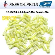 50Pcs 12-10 Gauge Nylon Female Crimp Wire Connectors Insulated Spade Terminal