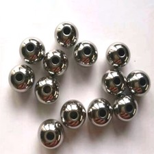 11mm-20mm Stainless Steel Spacer Beads Through Holes Metal Round Ball Crafts