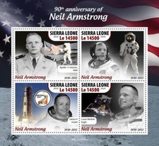Astronaut NEIL ARMSTRONG/1st Man on Moon Space 4v-Stamp Sheet 2020 Sierra Leone