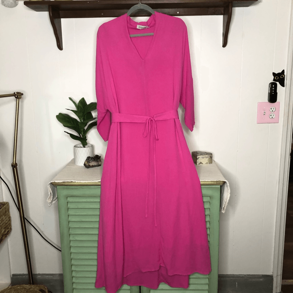 molly bracken pink dress Molly Bracken Womens Solid Maxi Pullover Belted Dress Pink Size Medium