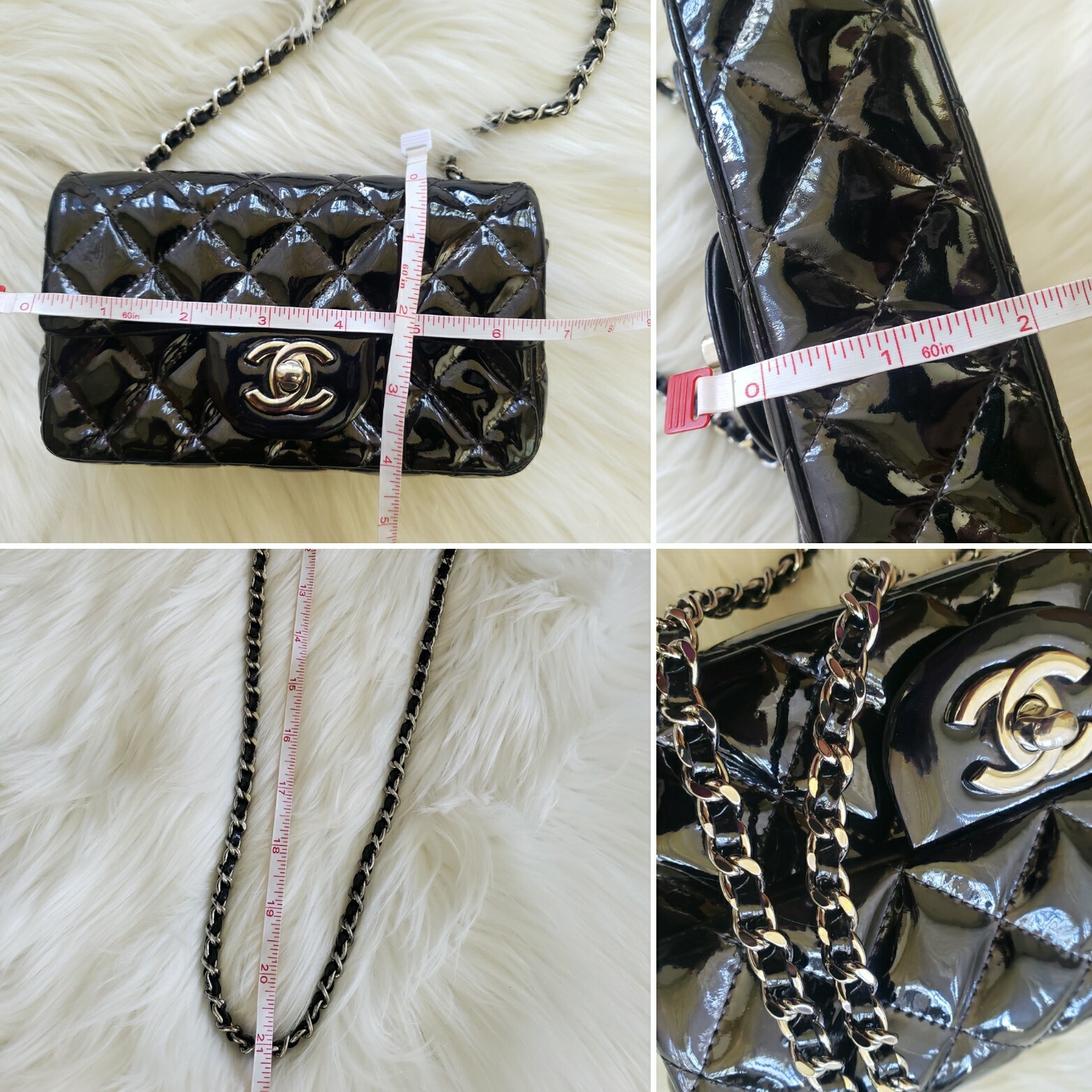 🌺 CHANEL Black Patent Leather Rectangular Mini F… - image 11