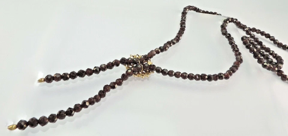 Vintage Halskette - Granat / vergoldet / ca. 80 cm - Bild 3 von 3