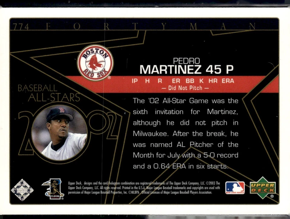 2003 UPPER DECK 40 MAN AS ELECTRIC RAINBOW PARALLEL #774 PEDRO MARTINEZ #36/40 - Image 2 of 2