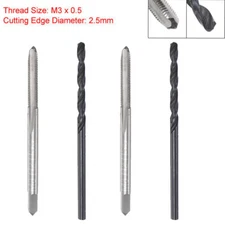 4pcs Tap and Drill Bit Set M3 x 0.5 Thread Tap 2.5mm Black Oxide Twist Drill Bit