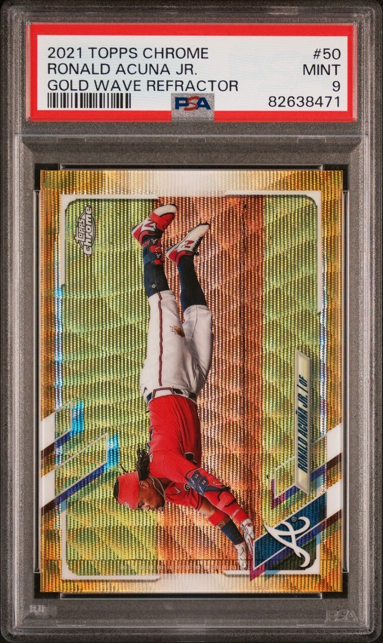 2021 Topps Chrome RONALD ACUNA JR Gold Wave Refractor /50 #50 PSA 9 Braves MVP