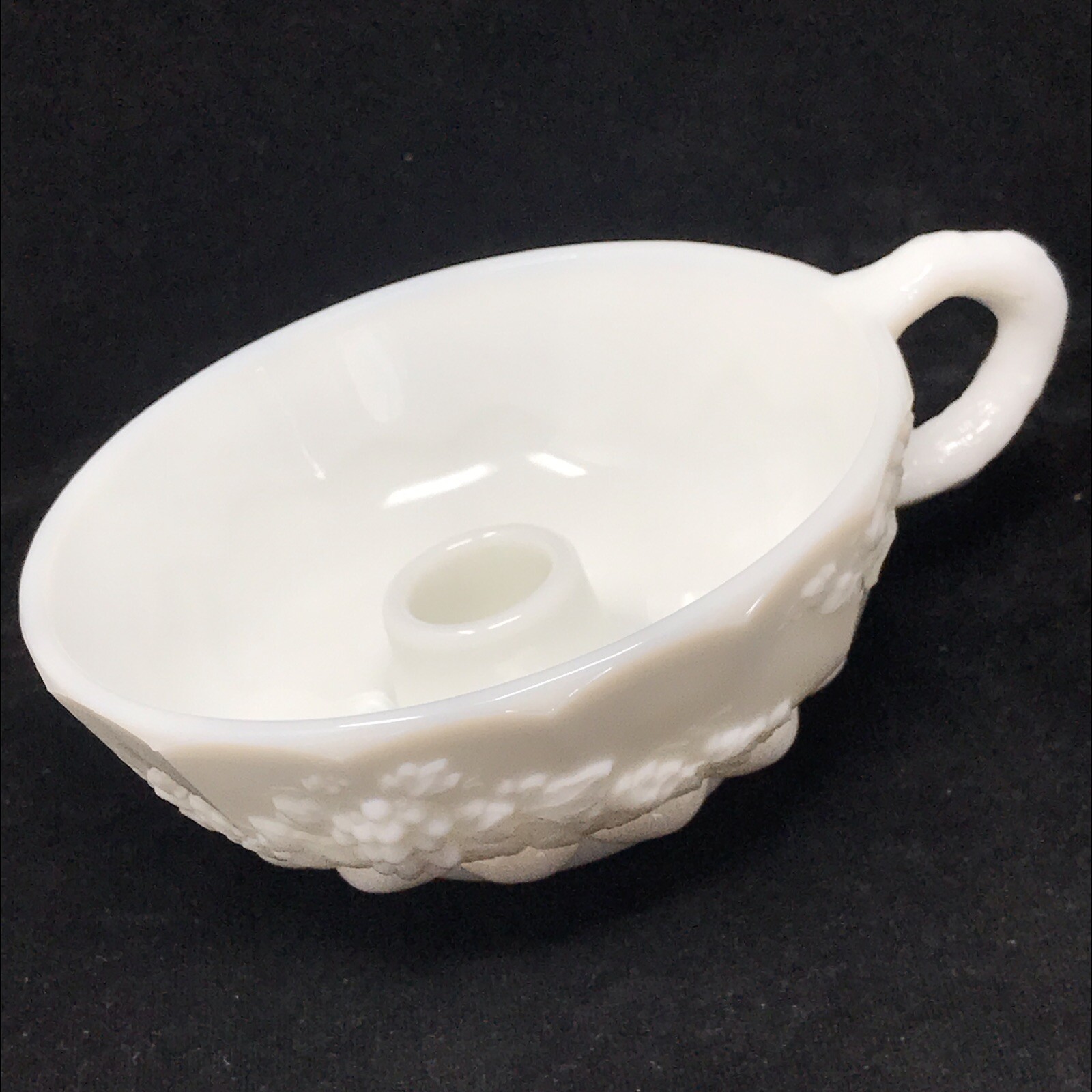 Vintage Westmoreland WG White Milk Glass Grape Vine Candlestick-image