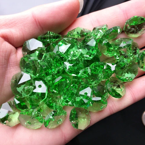 50Pc 14MM Octagon Faceted Glass Crystal Prism Window Decoration Beads Lamp Parts - Picture 10 of 16