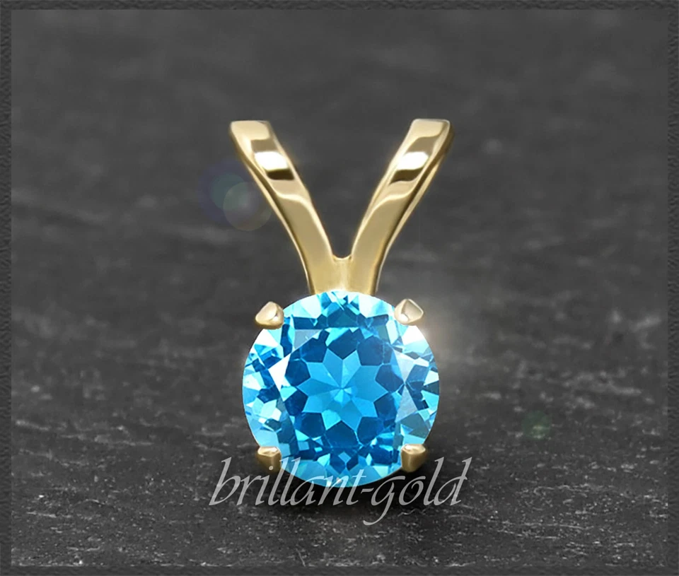 Anhänger mit aquamarin-blauer Topas 4, 5, 6, 7 mm, 585 Gold; Gelbgold, Weißgold - Bild 2 von 4