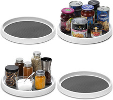 Set of 4, 10 Inch Non-Skid Lazy Susan Organizers - Turntable Rack for Cabinet...