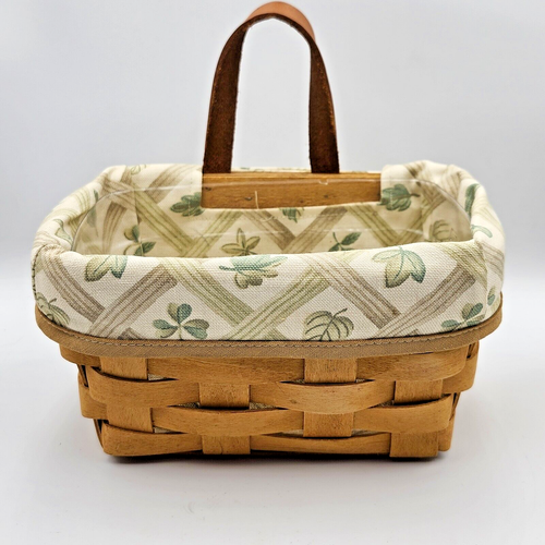 Longaberger Small Hanging Wall Basket w/Leather Strap Sawtooth Hanger 1998 Vtg - Picture 5 of 22
